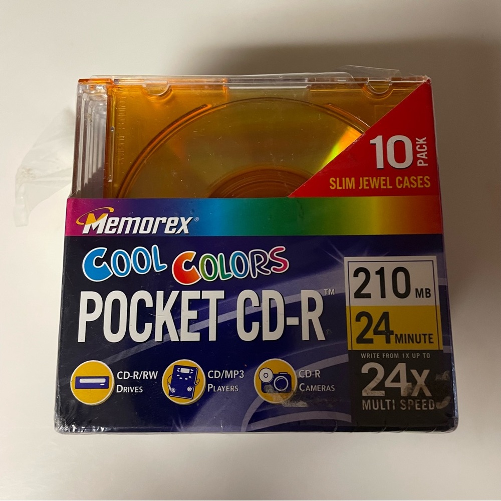 NIP memorex cool colors pocket cd-r 10 pack